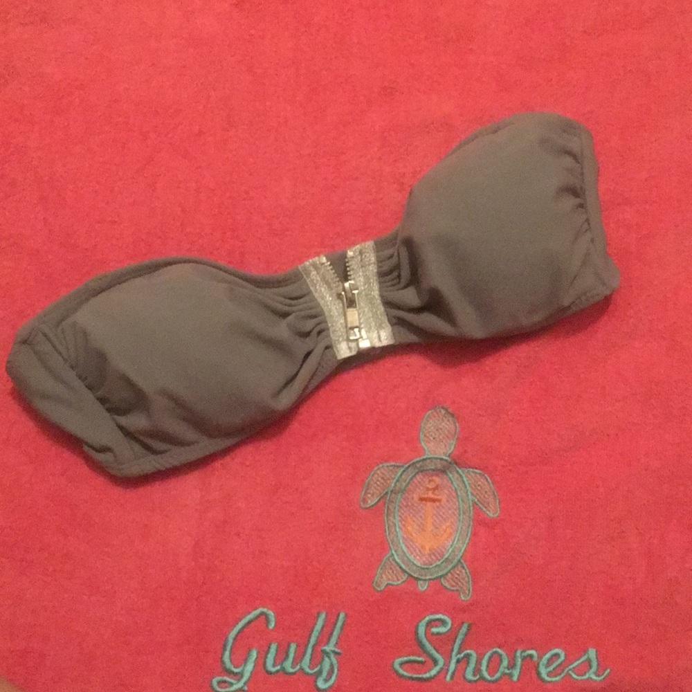Gray Bandeau Swimsuit Top